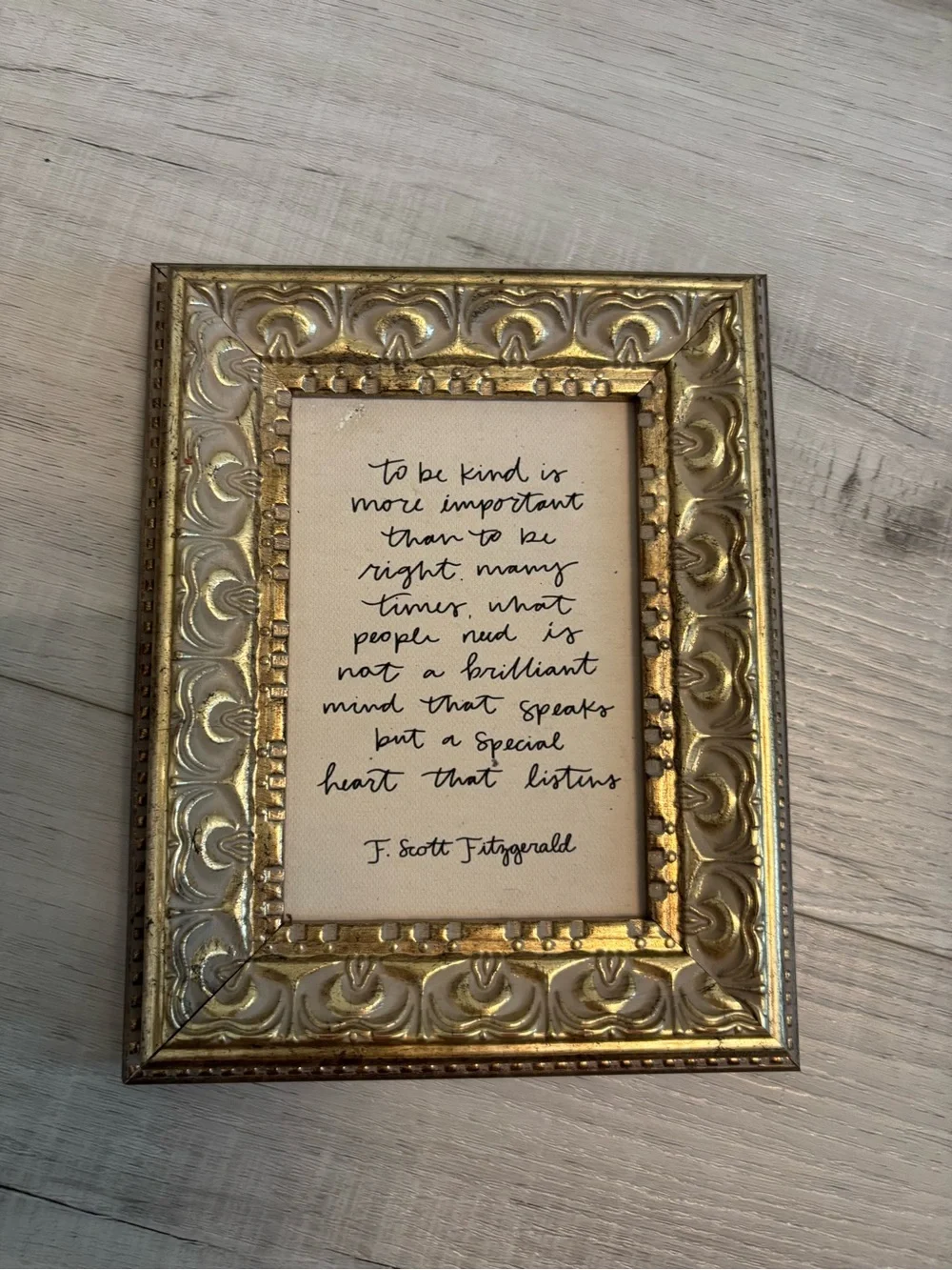 Vintage Inspired Gold Ornate F. Scott Fitzgerald Quote Framed Quote Decor